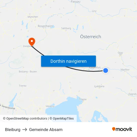 Bleiburg to Gemeinde Absam map