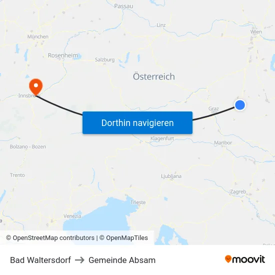 Bad Waltersdorf to Gemeinde Absam map