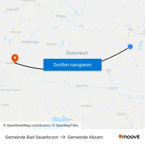 Gemeinde Bad Sauerbrunn to Gemeinde Absam map