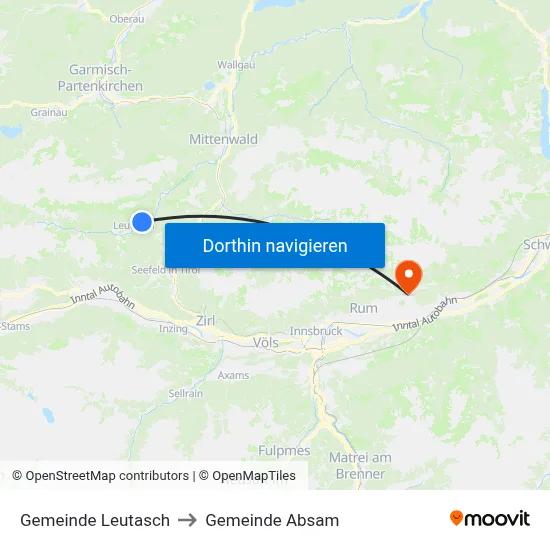 Gemeinde Leutasch to Gemeinde Absam map
