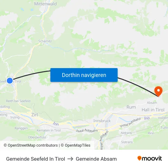 Gemeinde Seefeld In Tirol to Gemeinde Absam map
