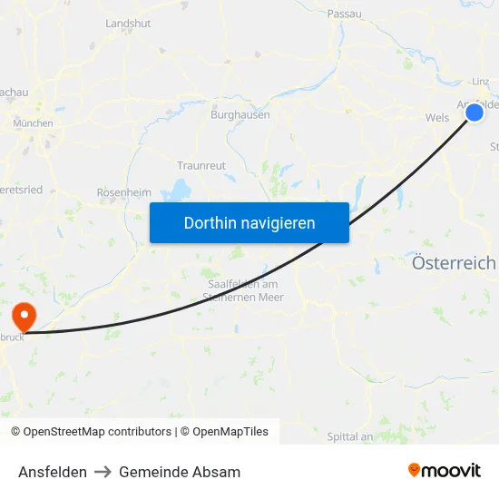 Ansfelden to Gemeinde Absam map