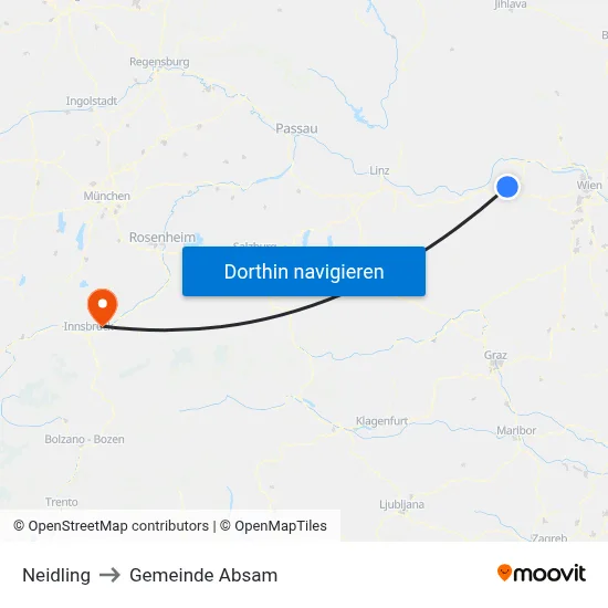 Neidling to Gemeinde Absam map