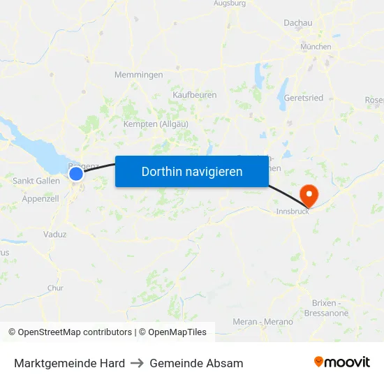 Marktgemeinde Hard to Gemeinde Absam map