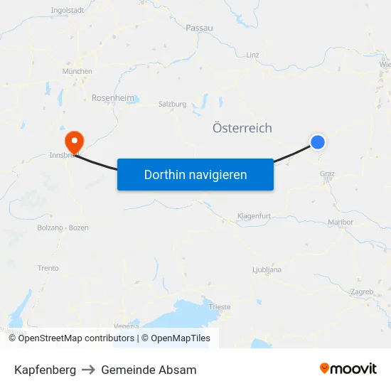 Kapfenberg to Gemeinde Absam map