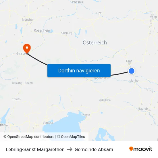 Lebring-Sankt Margarethen to Gemeinde Absam map