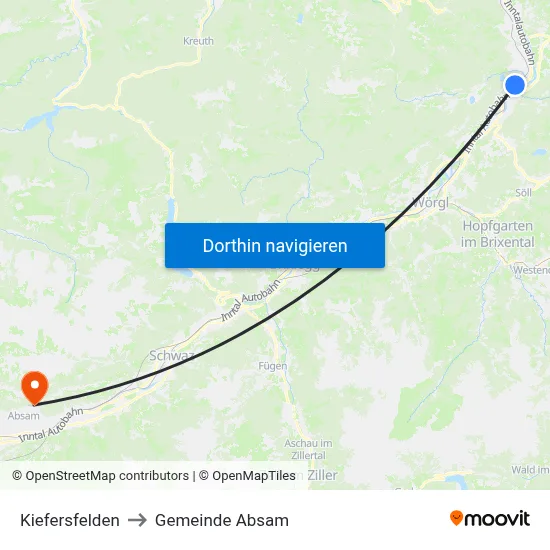Kiefersfelden to Gemeinde Absam map