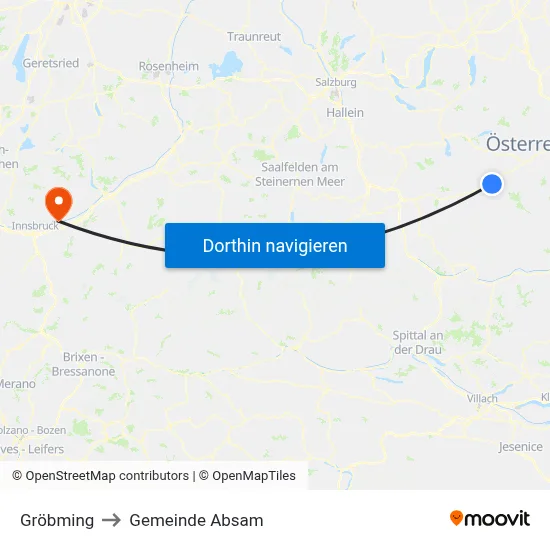 Gröbming to Gemeinde Absam map