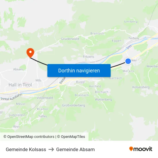 Gemeinde Kolsass to Gemeinde Absam map
