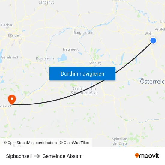 Sipbachzell to Gemeinde Absam map