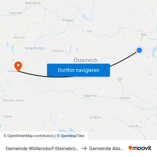 Gemeinde Wöllersdorf-Steinabrückl to Gemeinde Absam map