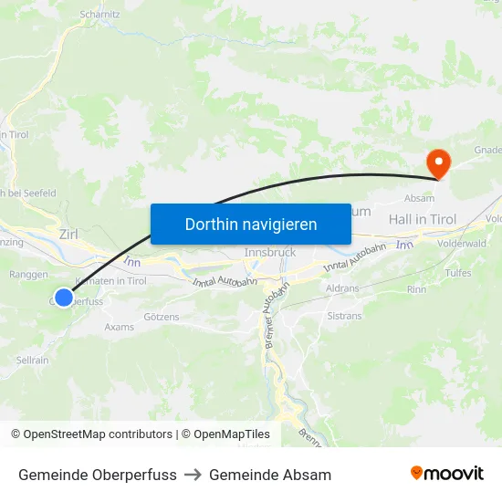Gemeinde Oberperfuss to Gemeinde Absam map