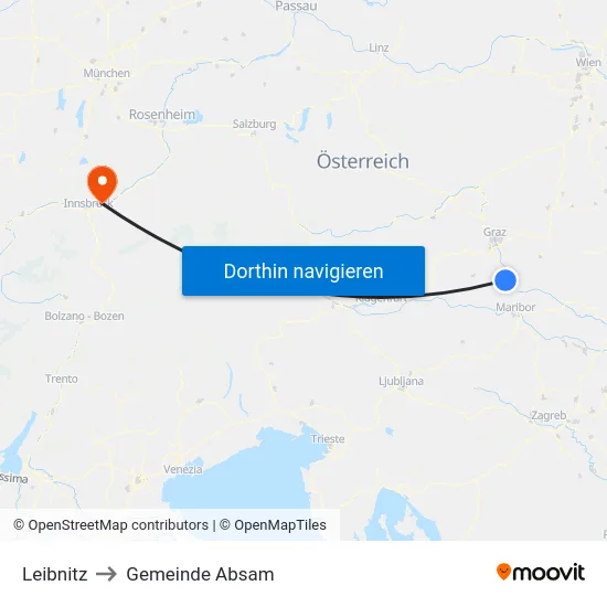 Leibnitz to Gemeinde Absam map
