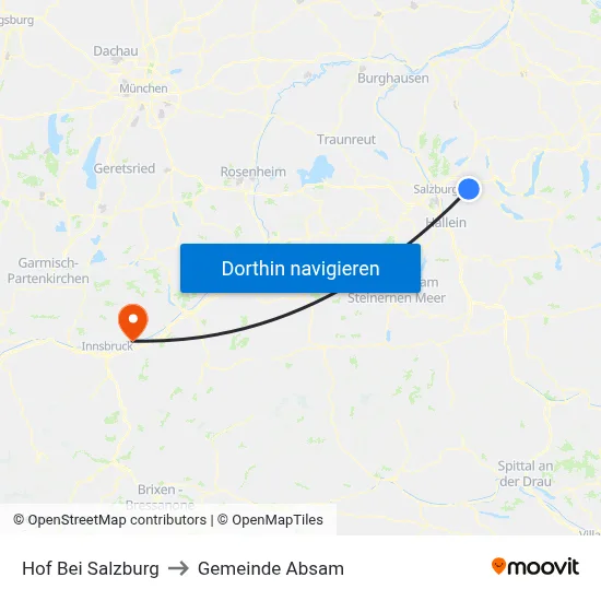 Hof Bei Salzburg to Gemeinde Absam map