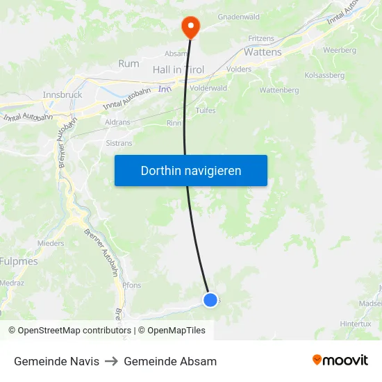 Gemeinde Navis to Gemeinde Absam map