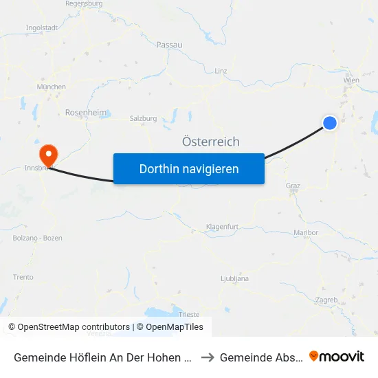 Gemeinde Höflein An Der Hohen Wand to Gemeinde Absam map