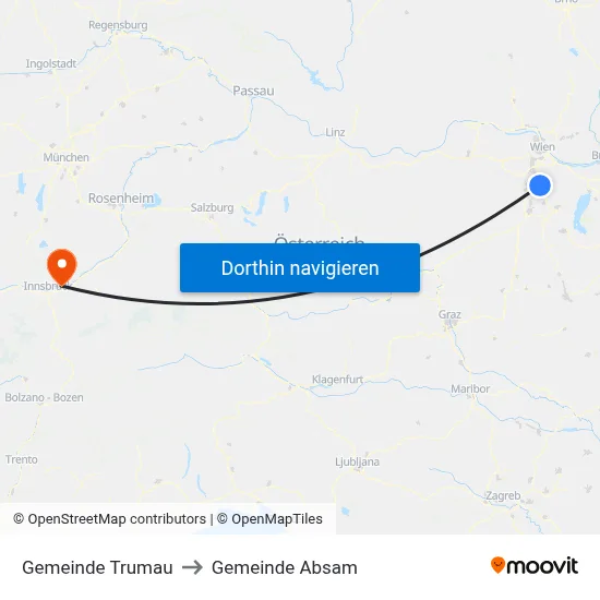 Gemeinde Trumau to Gemeinde Absam map