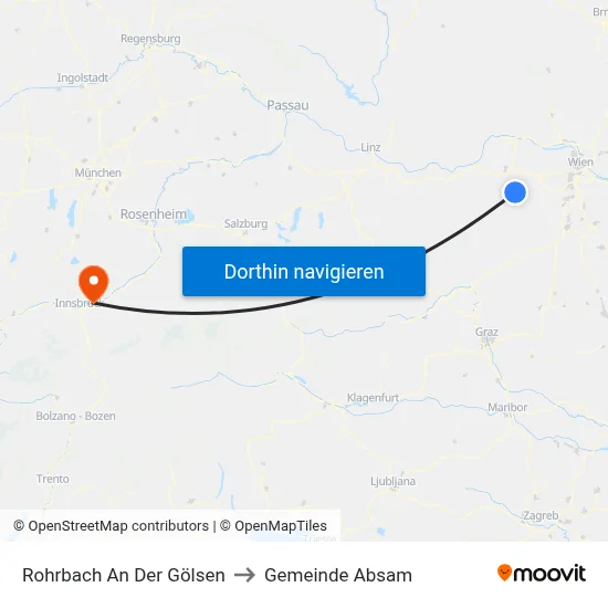 Rohrbach An Der Gölsen to Gemeinde Absam map