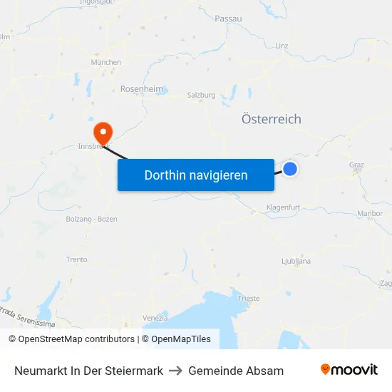 Neumarkt In Der Steiermark to Gemeinde Absam map