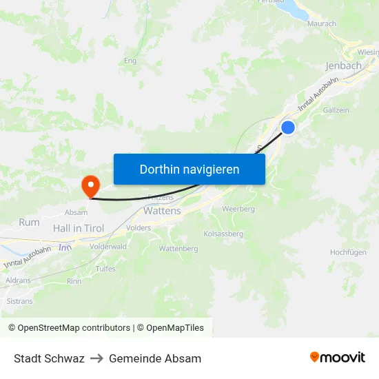Stadt Schwaz to Gemeinde Absam map