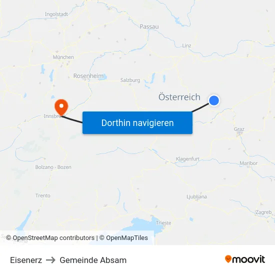 Eisenerz to Gemeinde Absam map