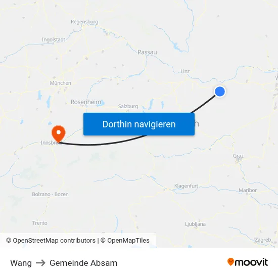 Wang to Gemeinde Absam map
