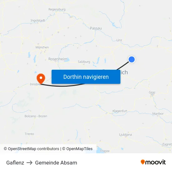 Gaflenz to Gemeinde Absam map