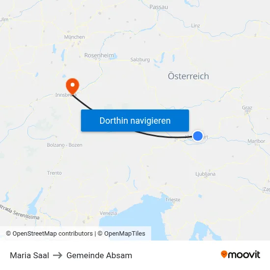 Maria Saal to Gemeinde Absam map