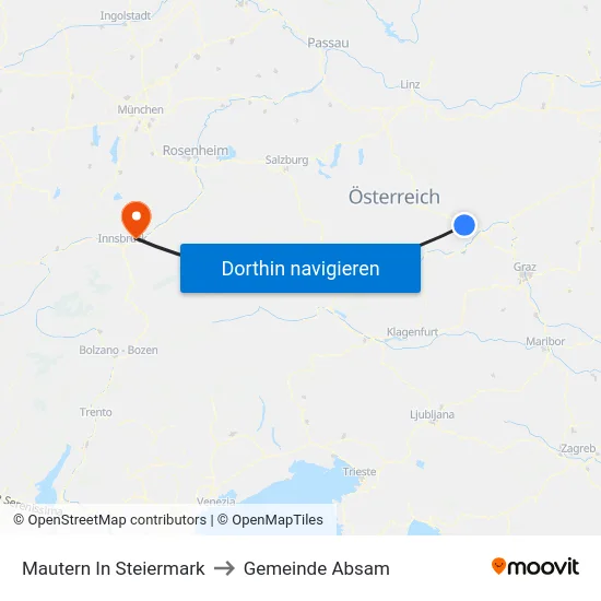 Mautern In Steiermark to Gemeinde Absam map