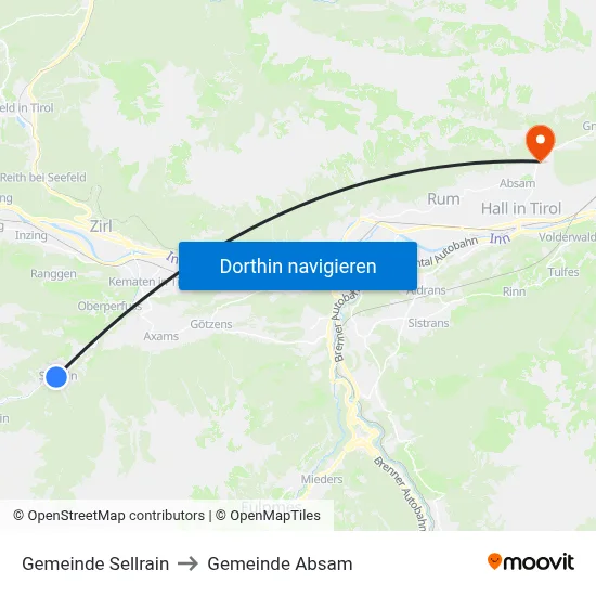 Gemeinde Sellrain to Gemeinde Absam map