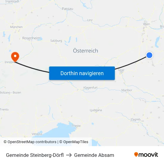 Gemeinde Steinberg-Dörfl to Gemeinde Absam map