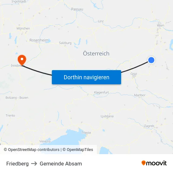 Friedberg to Gemeinde Absam map