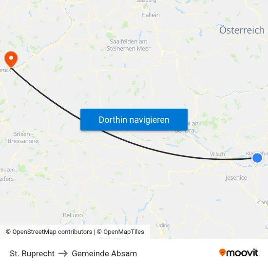 St. Ruprecht to Gemeinde Absam map