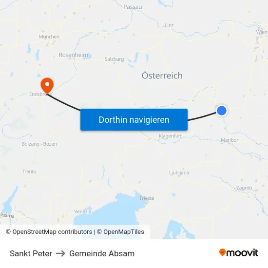 Sankt Peter to Gemeinde Absam map