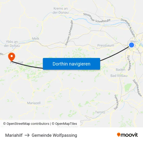 Mariahilf to Gemeinde Wolfpassing map