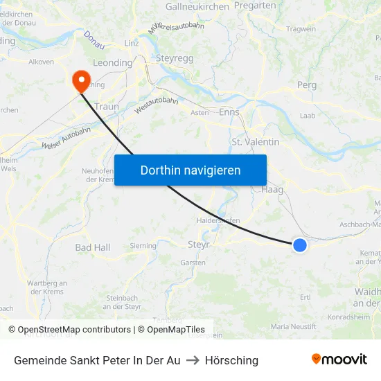 Gemeinde Sankt Peter In Der Au to Hörsching map