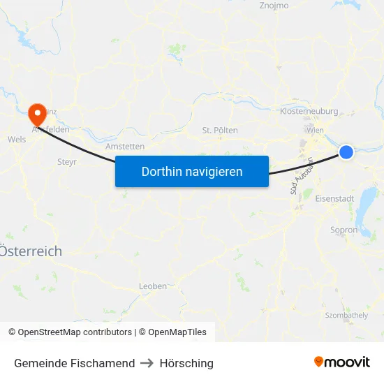 Gemeinde Fischamend to Hörsching map