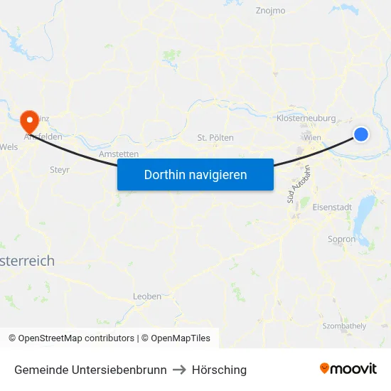 Gemeinde Untersiebenbrunn to Hörsching map
