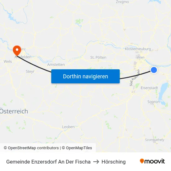 Gemeinde Enzersdorf An Der Fischa to Hörsching map