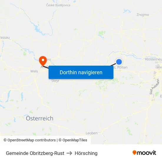 Gemeinde Obritzberg-Rust to Hörsching map