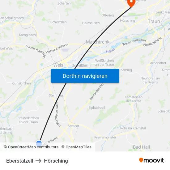 Eberstalzell to Hörsching map