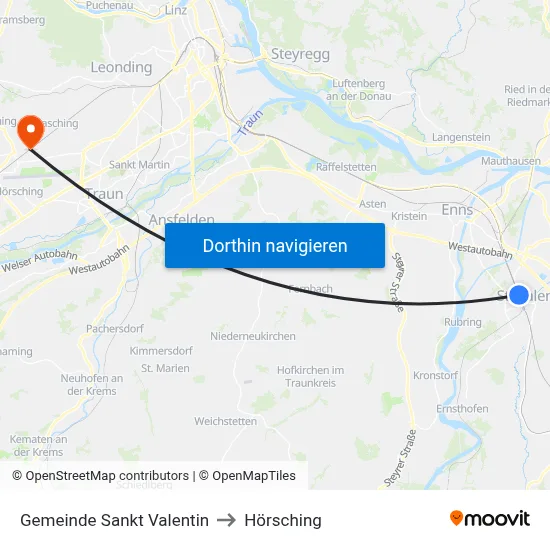 Gemeinde Sankt Valentin to Hörsching map
