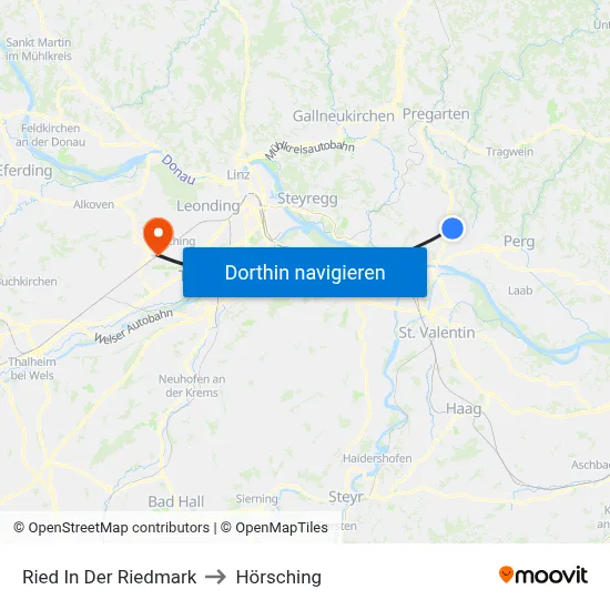 Ried In Der Riedmark to Hörsching map