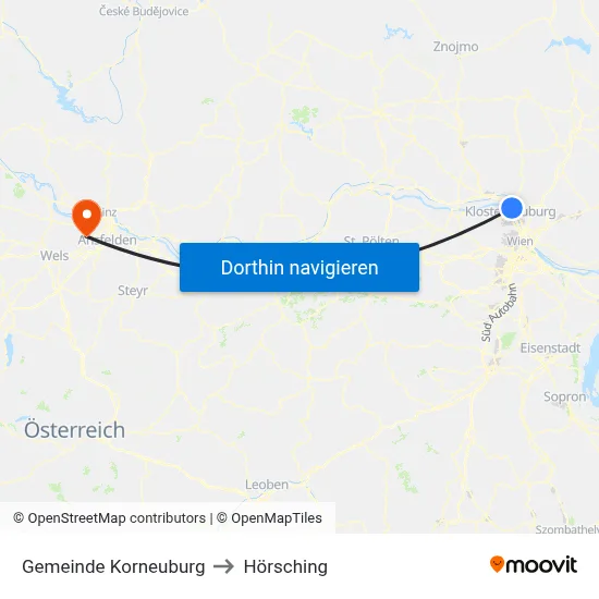 Gemeinde Korneuburg to Hörsching map