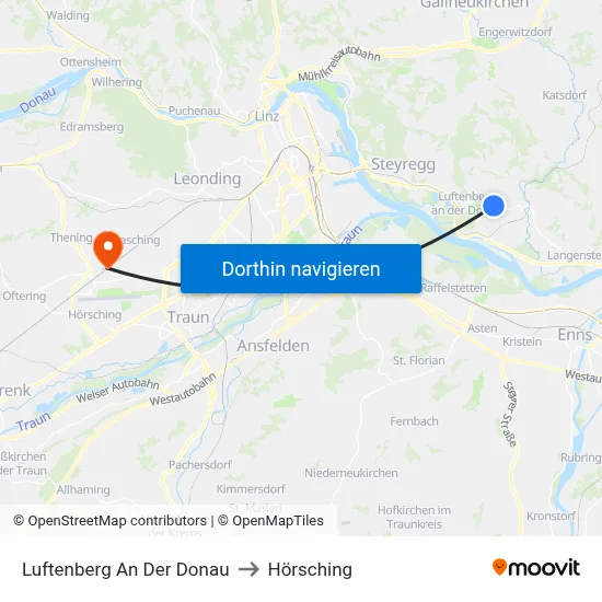 Luftenberg An Der Donau to Hörsching map