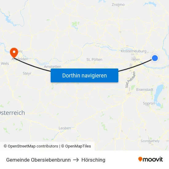 Gemeinde Obersiebenbrunn to Hörsching map