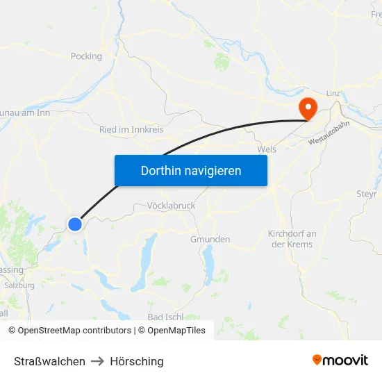 Straßwalchen to Hörsching map