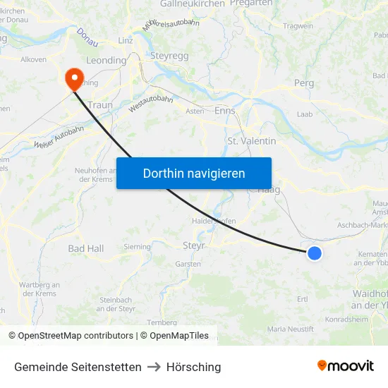 Gemeinde Seitenstetten to Hörsching map