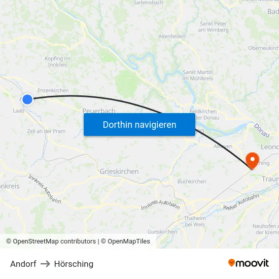 Andorf to Hörsching map