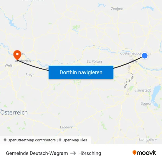 Gemeinde Deutsch-Wagram to Hörsching map